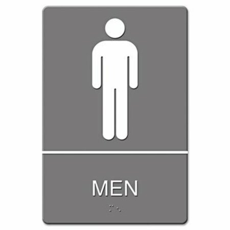 U. S. STAMP & SIGN Headline, Ada Sign, Men Restroom Symbol W/tactile Graphic, Molded Plastic, 6 X 9, Gray 4817